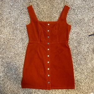 Urban Outfitters Corduroy Button Up Dress Orange
